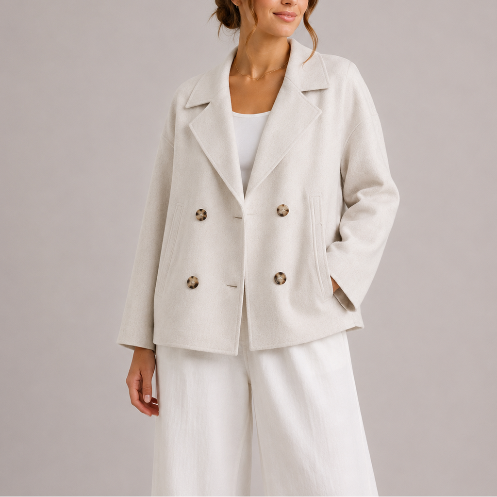 Women's Cropped Double-Breasted Fitted Jacket