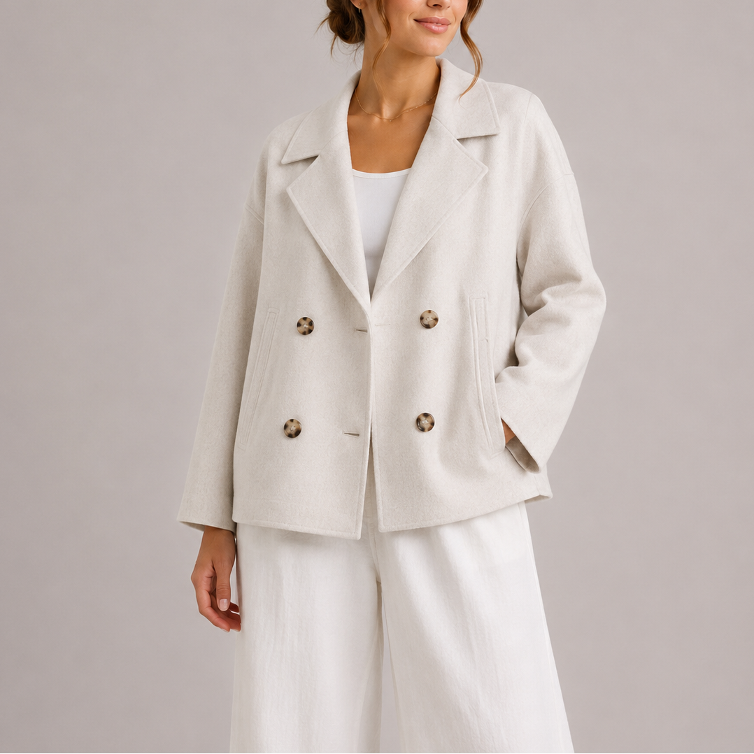 Women's Cropped Double-Breasted Fitted Jacket