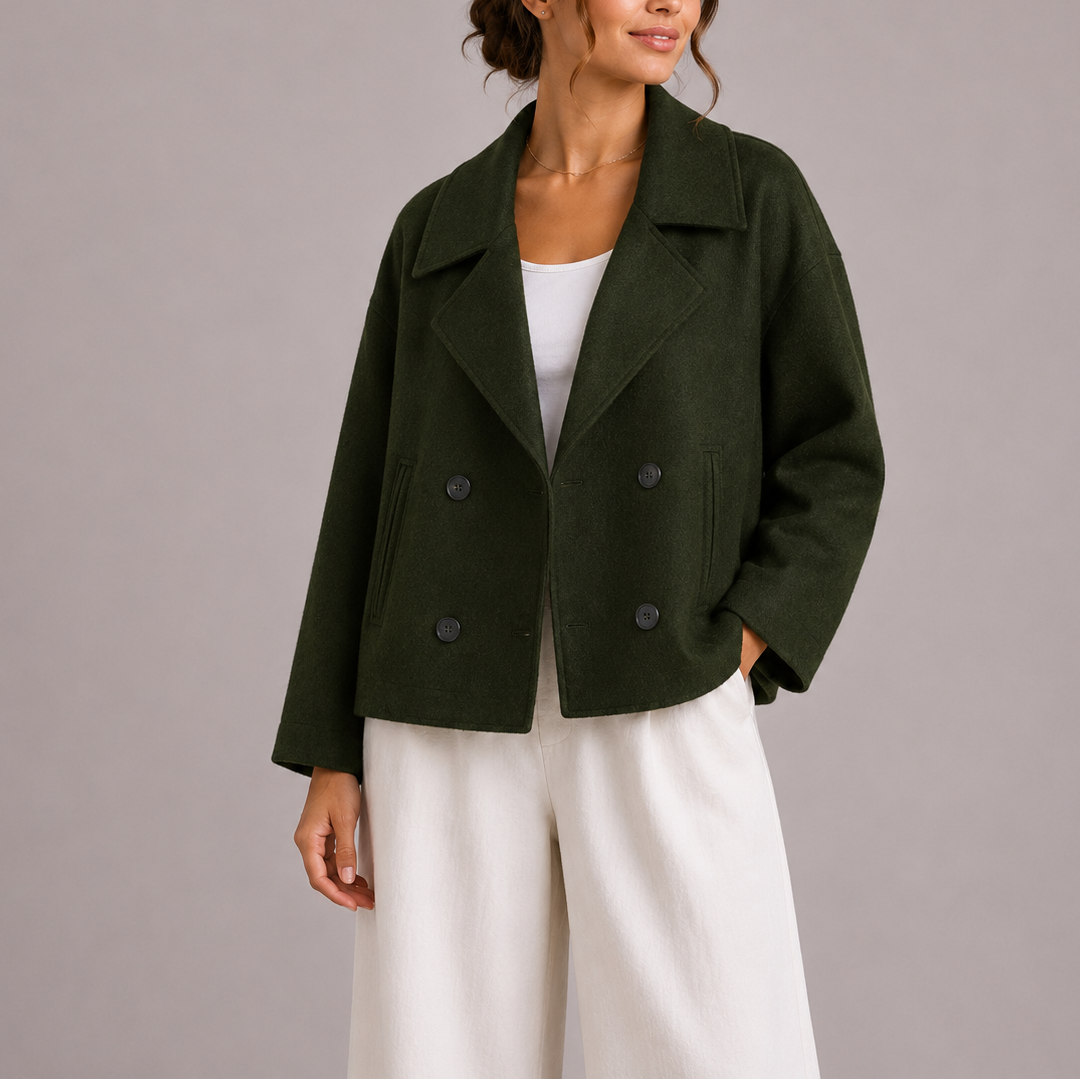 Women's Cropped Double-Breasted Fitted Jacket