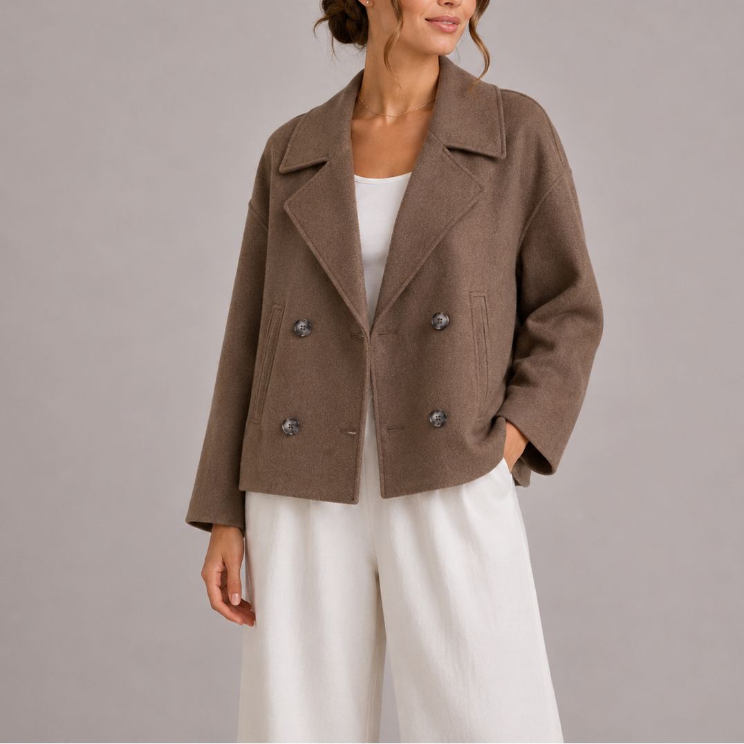 Women's Cropped Double-Breasted Fitted Jacket
