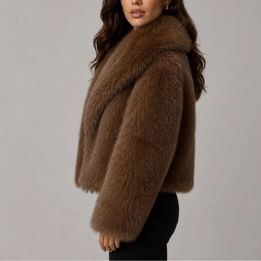 Women's Cropped Faux Fur Jacket