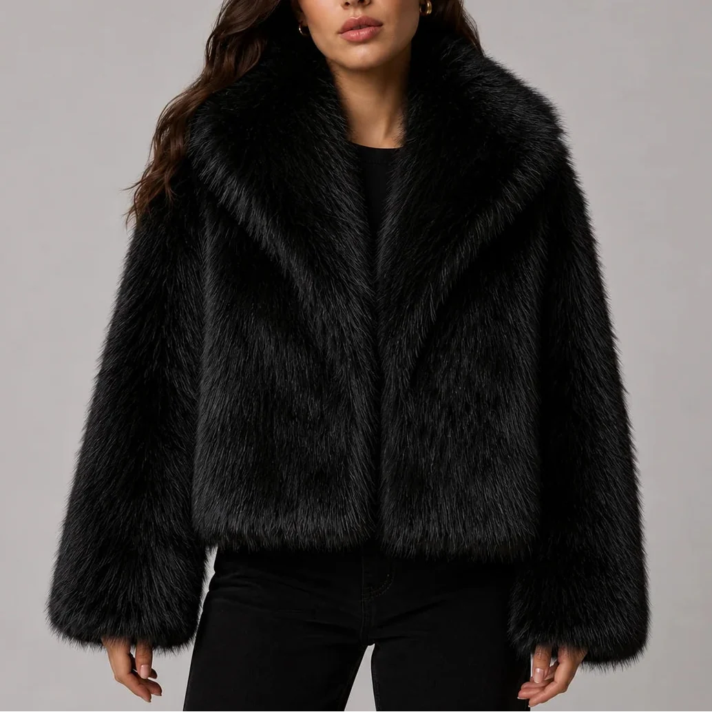 Women's Cropped Faux Fur Jacket