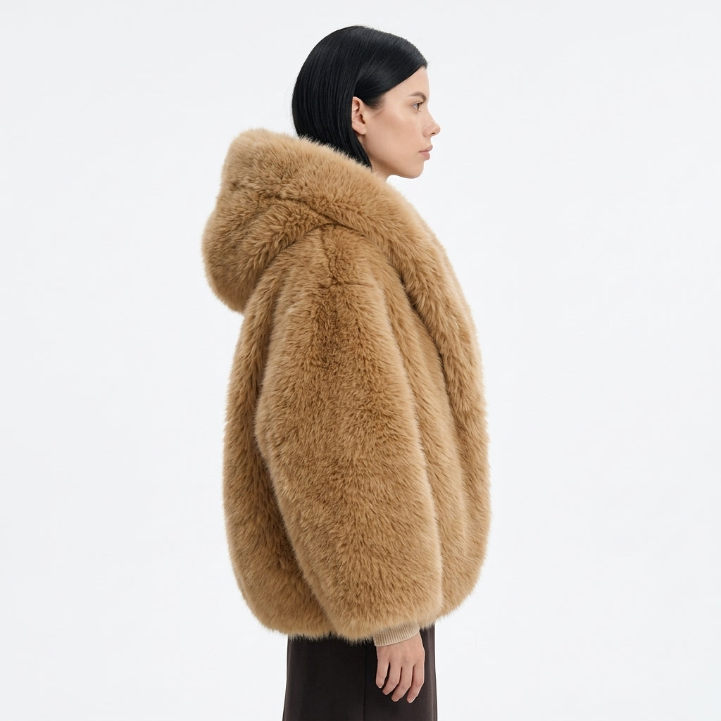 Women's Oversized Hooded Faux Fur Coat
