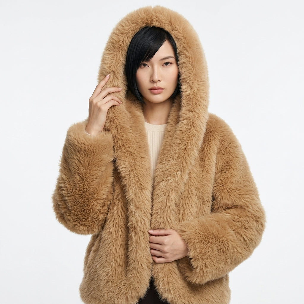Women's Oversized Hooded Faux Fur Coat