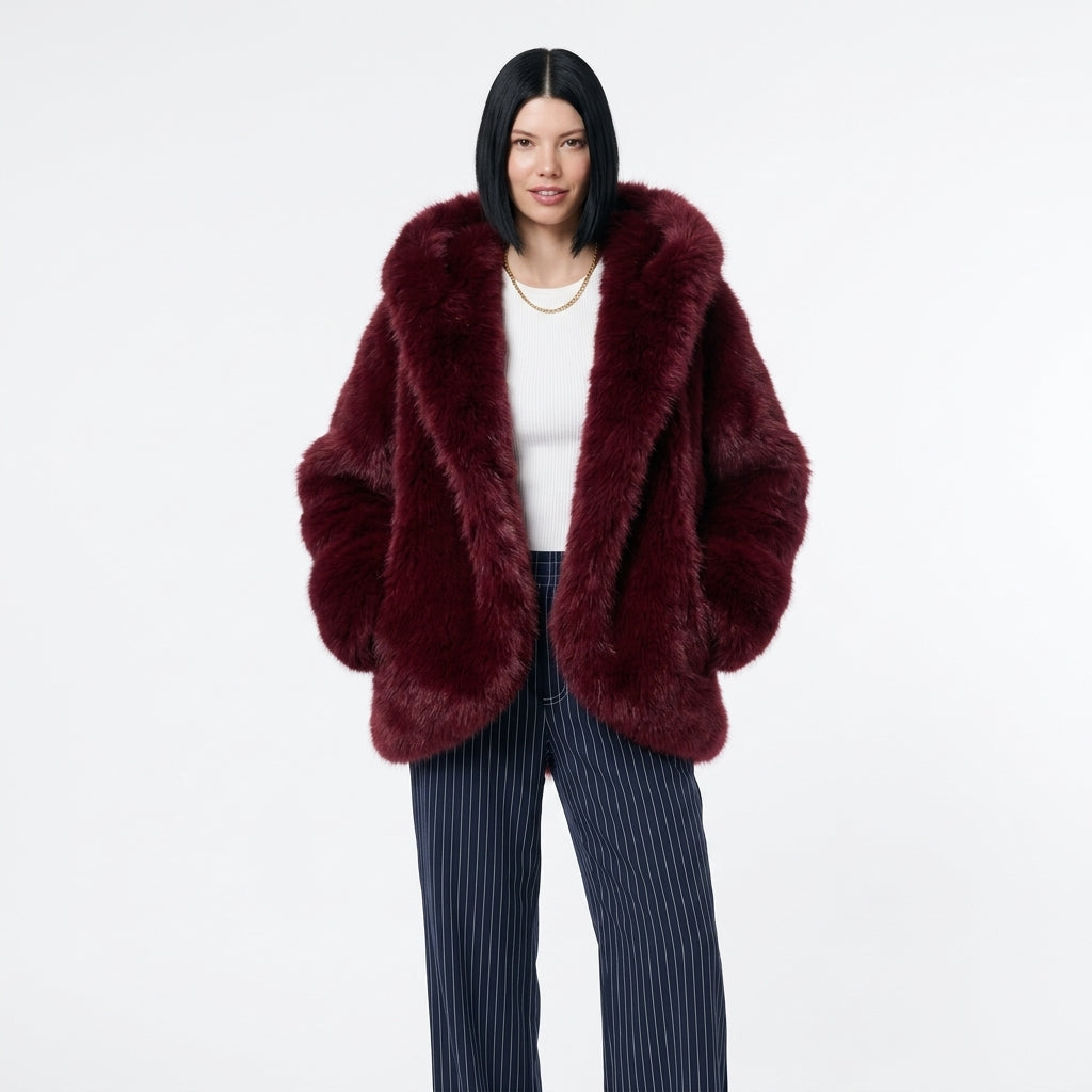 Women's Oversized Hooded Faux Fur Coat