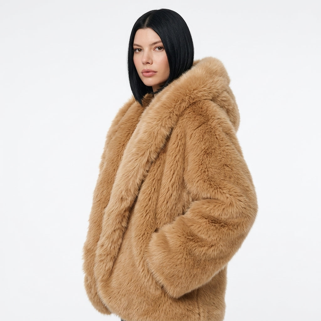 Women's Oversized Hooded Faux Fur Coat