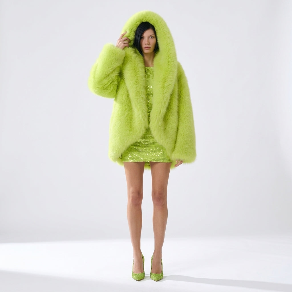Women's Oversized Hooded Faux Fur Coat