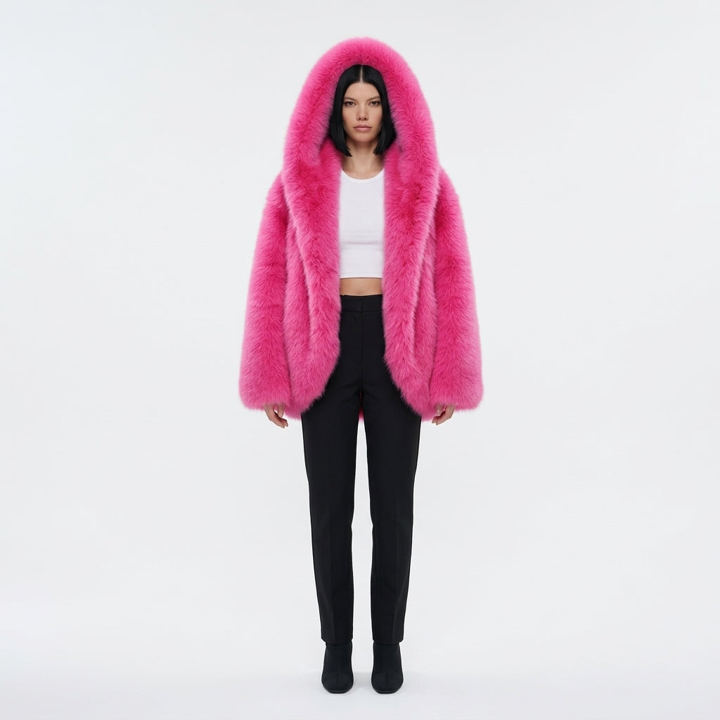 Women's Oversized Hooded Faux Fur Coat