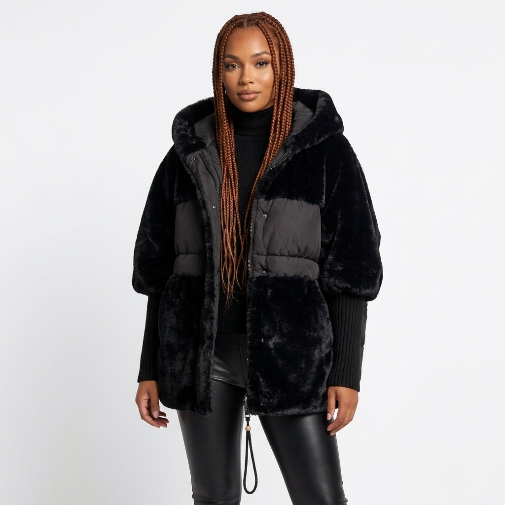 Women's Oversized Faux Fur Hooded Puffer Coat