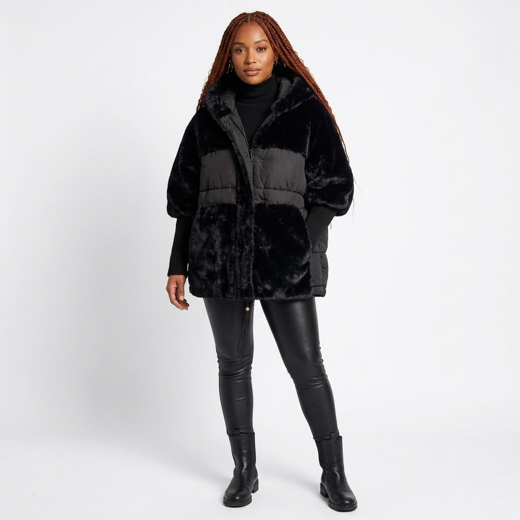 Women's Oversized Faux Fur Hooded Puffer Coat