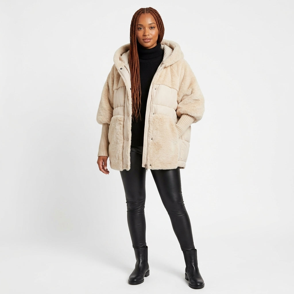 Women's Oversized Faux Fur Hooded Puffer Coat