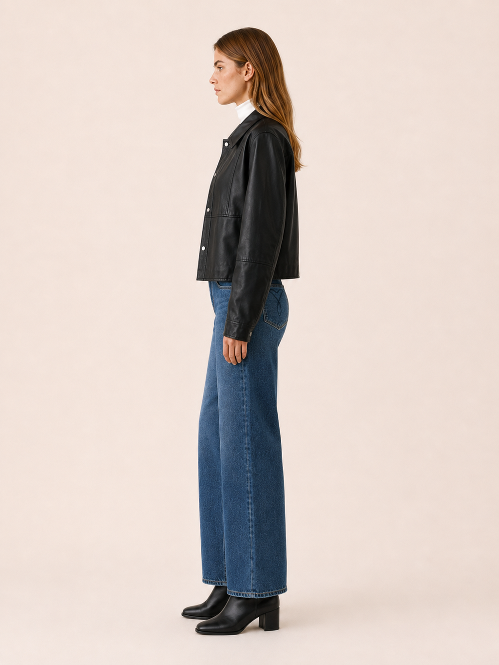 Women's Cropped Snap Front Collared Jacket