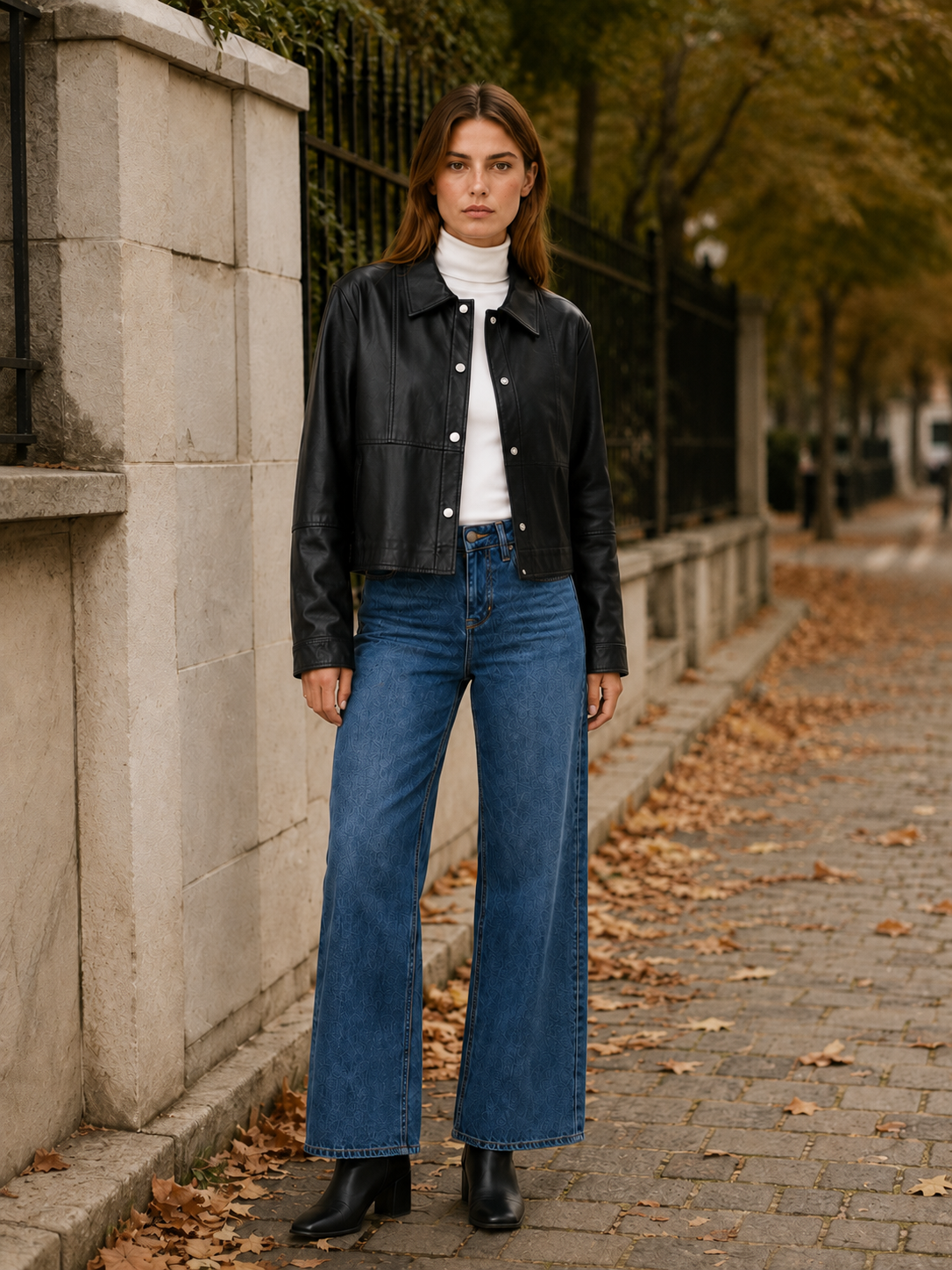 Women's Cropped Snap Front Collared Jacket
