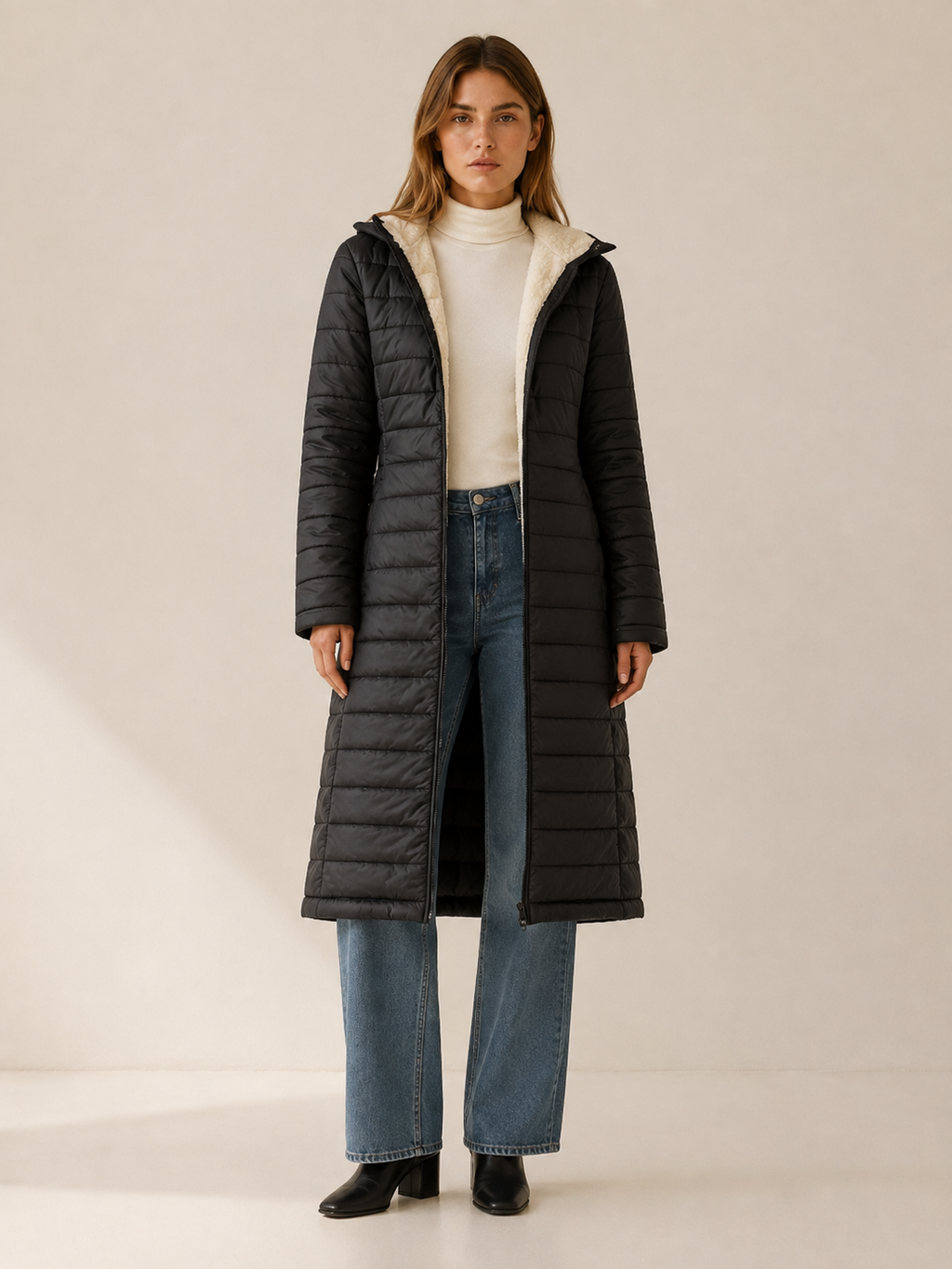 Women's Longline Hooded Puffer Coat