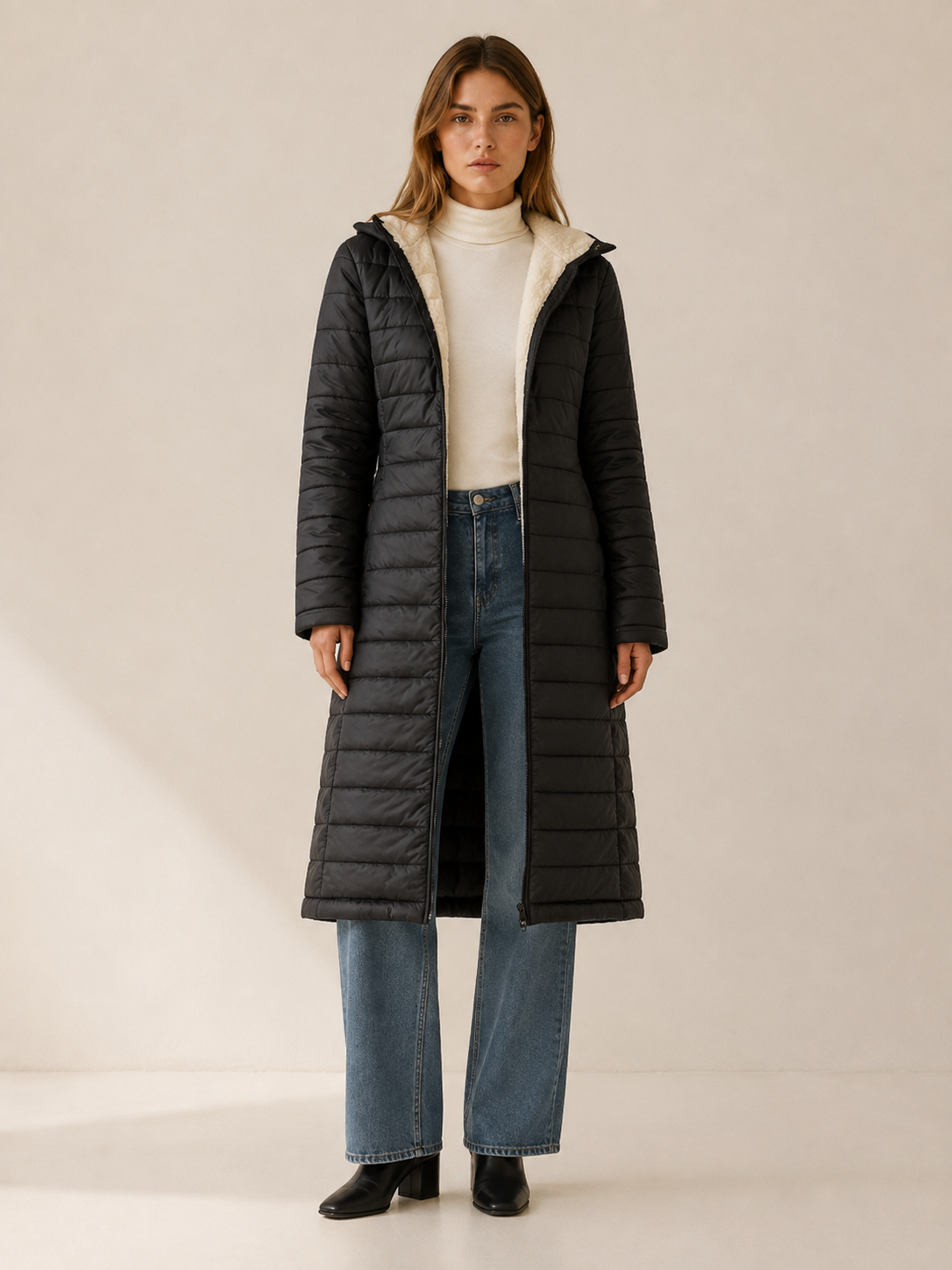 Women's Longline Hooded Puffer Coat