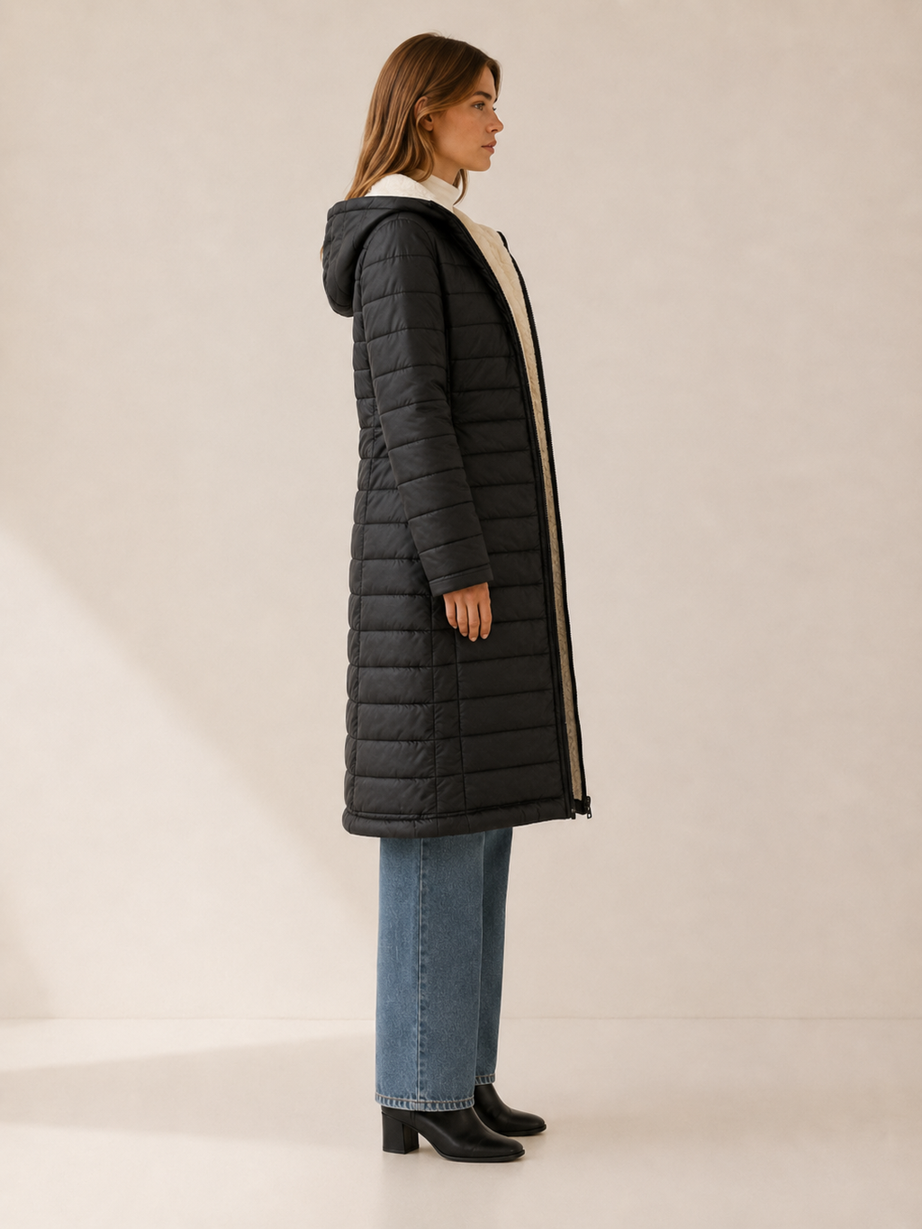 Women's Longline Hooded Puffer Coat