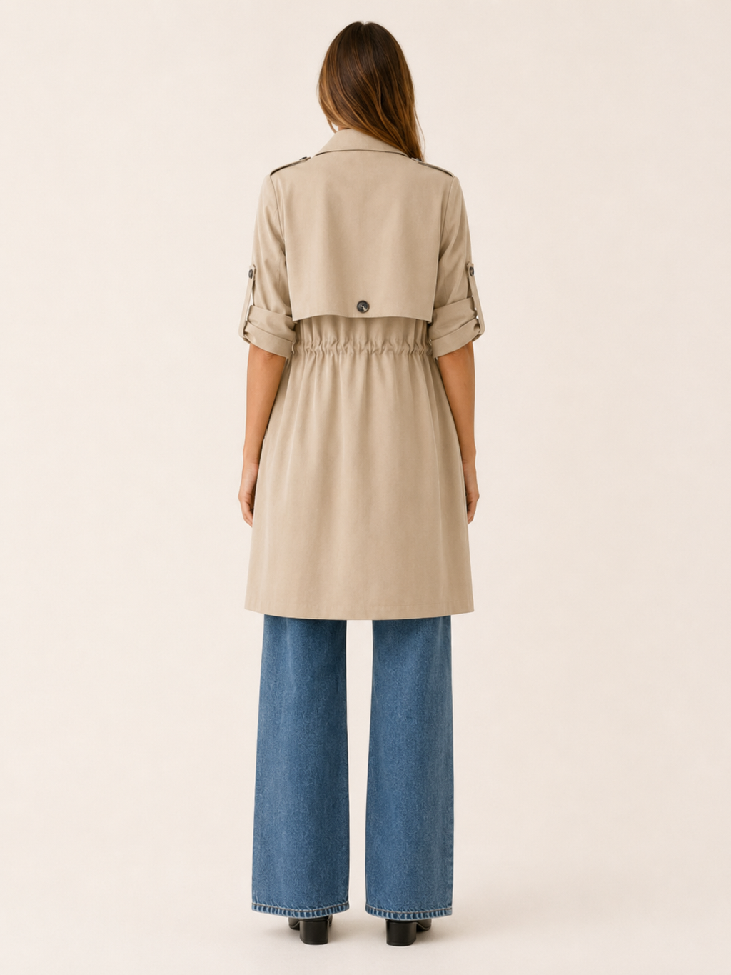 Women's Drawstring Waist Trench Coat