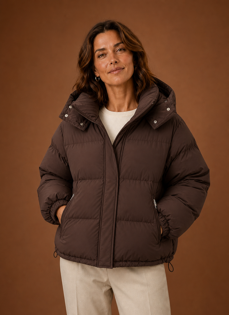 Front view of the Areleon Oversized Puffer Jacket showing the puffer silhouette and oversized fit