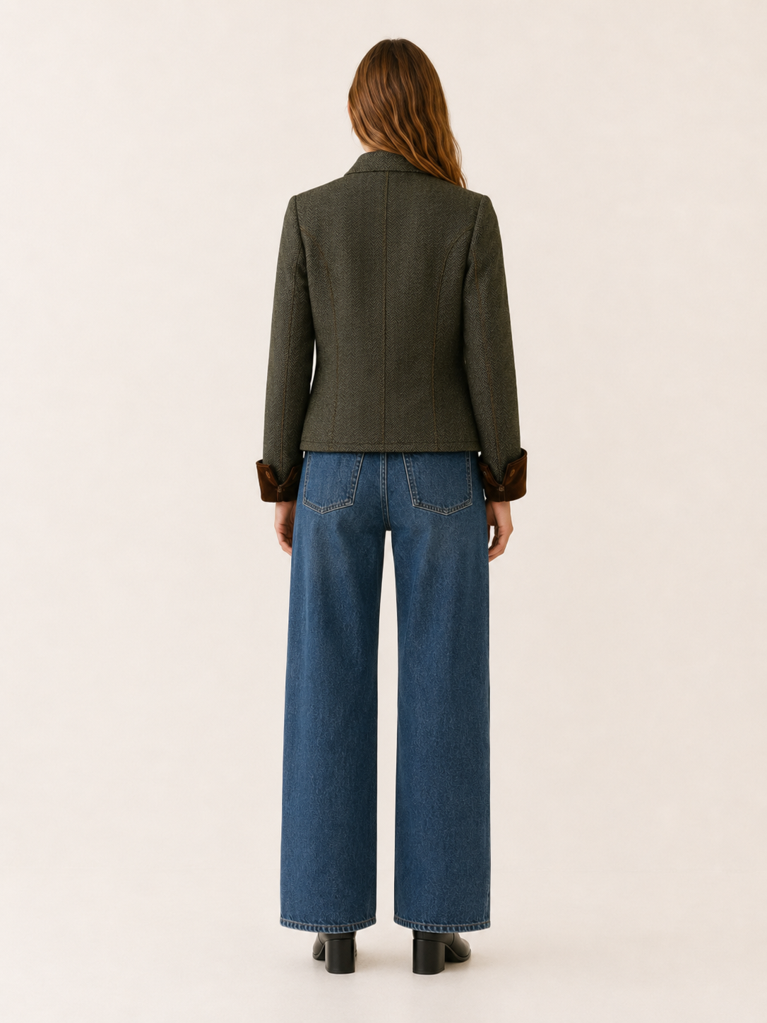 Women's Cropped Herringbone Jacket