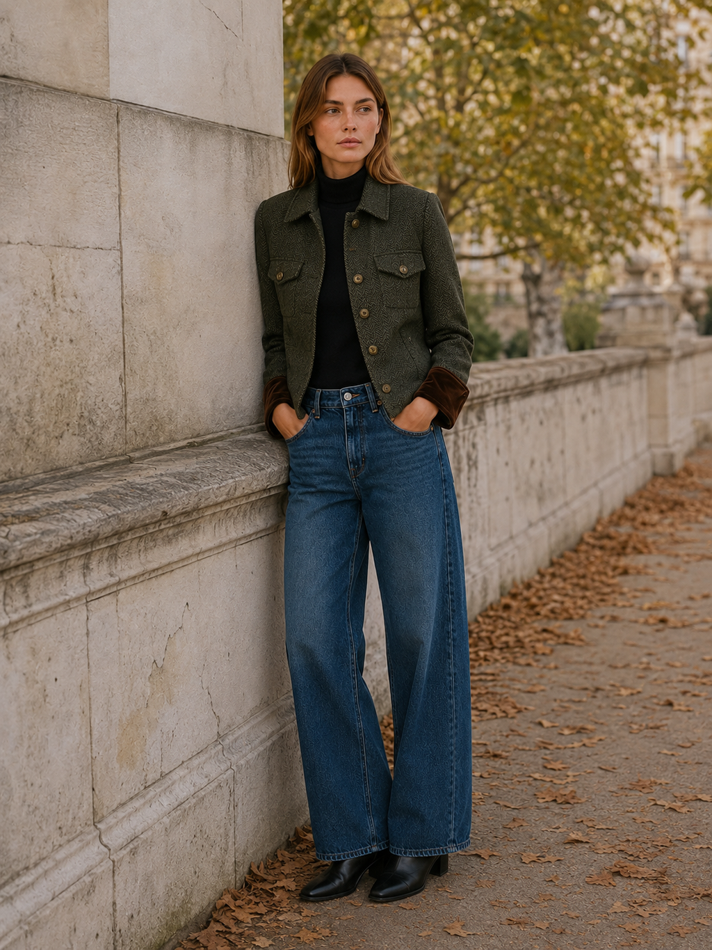Women's Cropped Herringbone Jacket