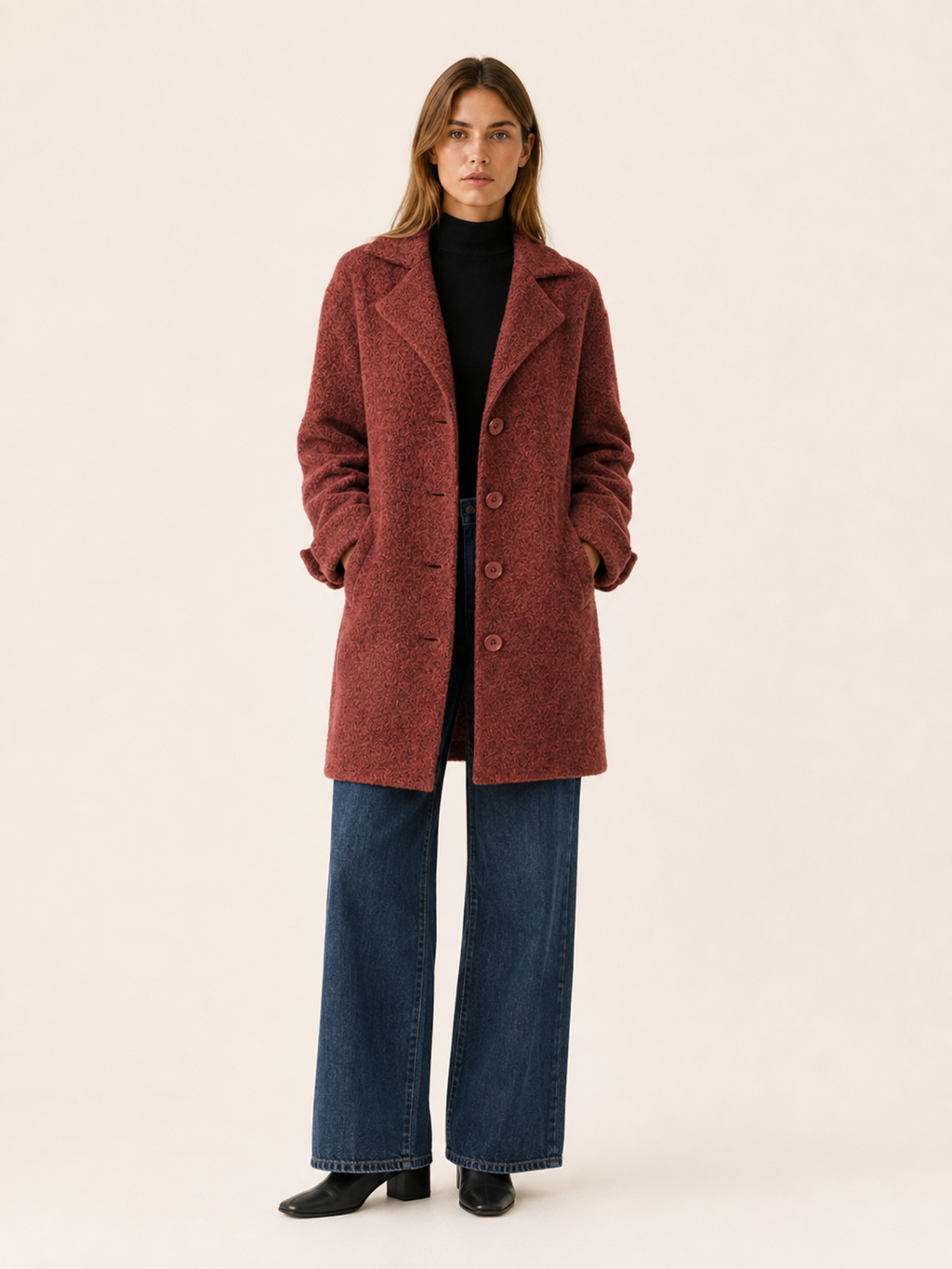 Women's Notched Lapel Longline Coat