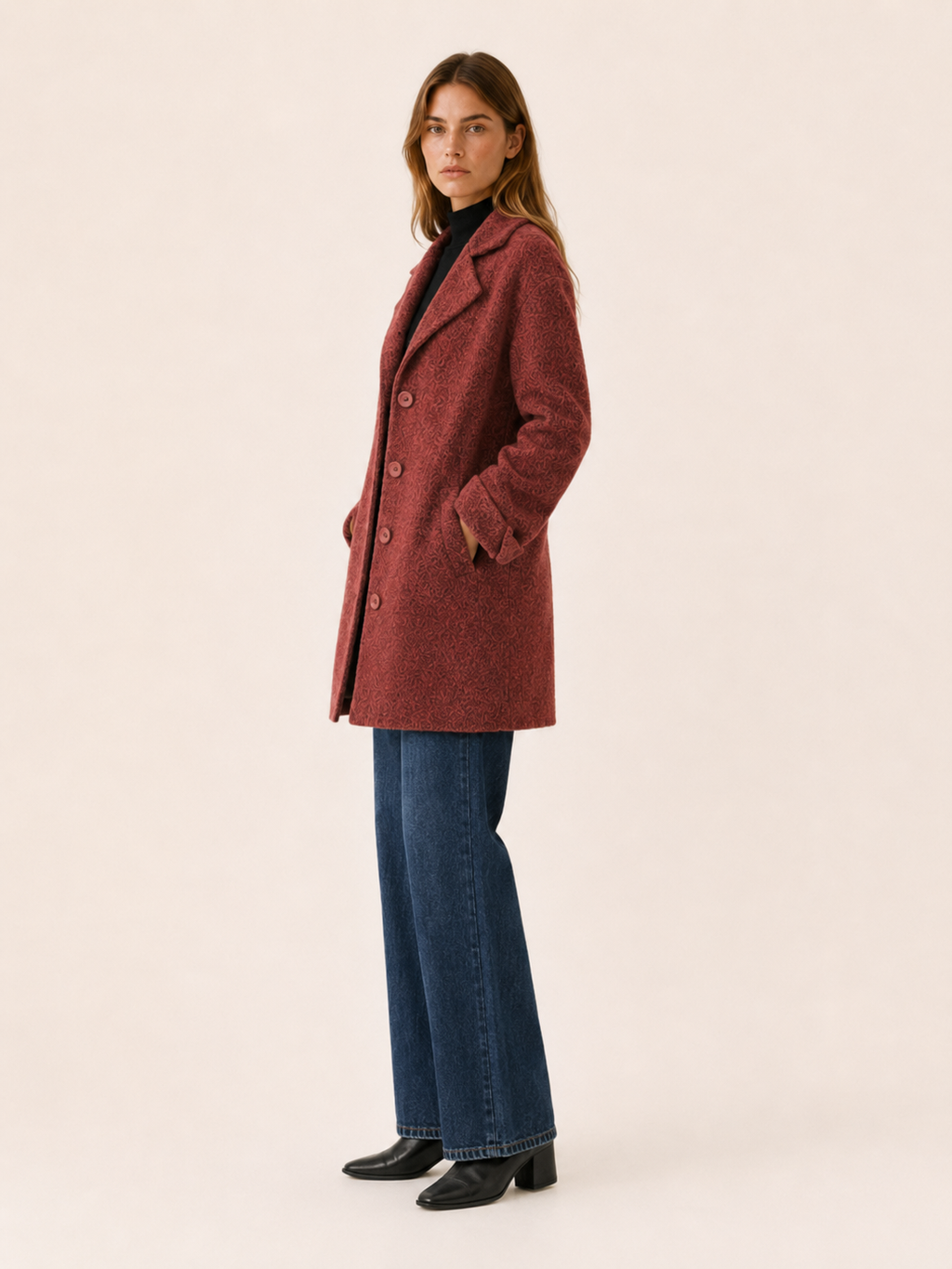 Women's Notched Lapel Longline Coat