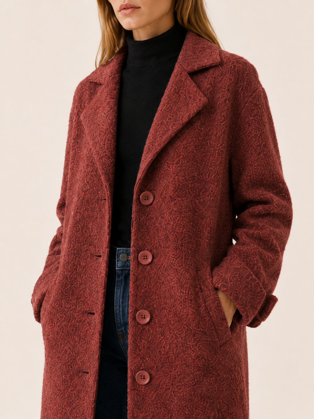 Women's Notched Lapel Longline Coat