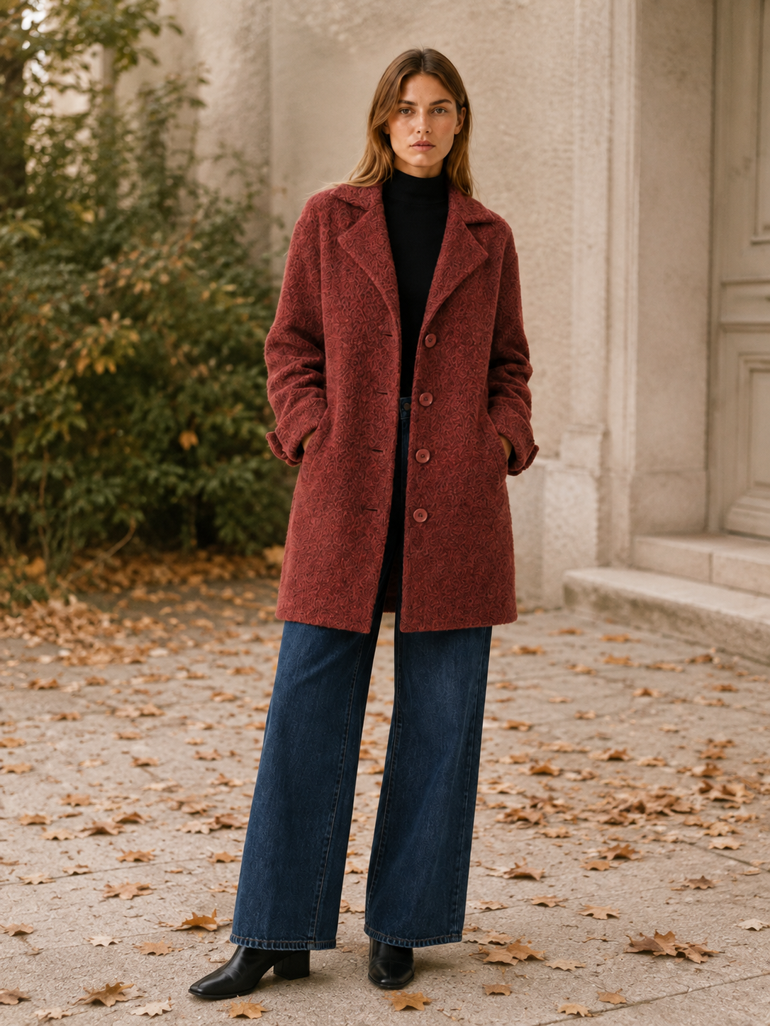 Women's Notched Lapel Longline Coat