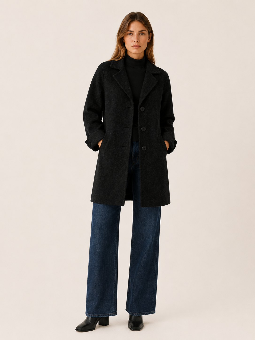 Women's Notched Lapel Longline Coat