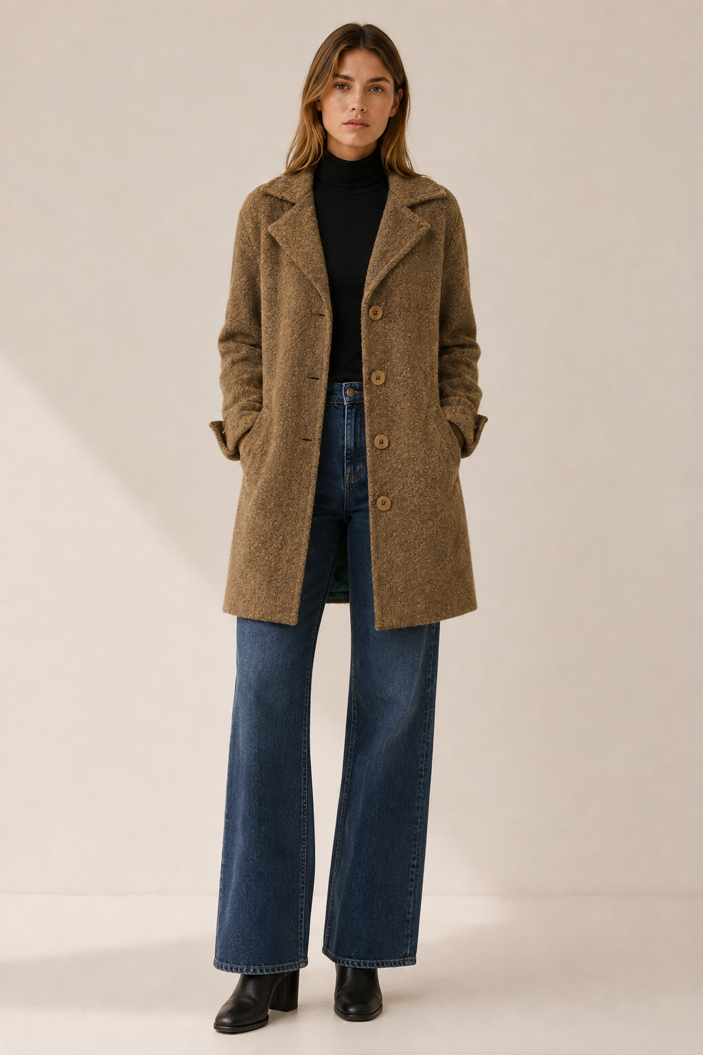 Women's Notched Lapel Longline Coat