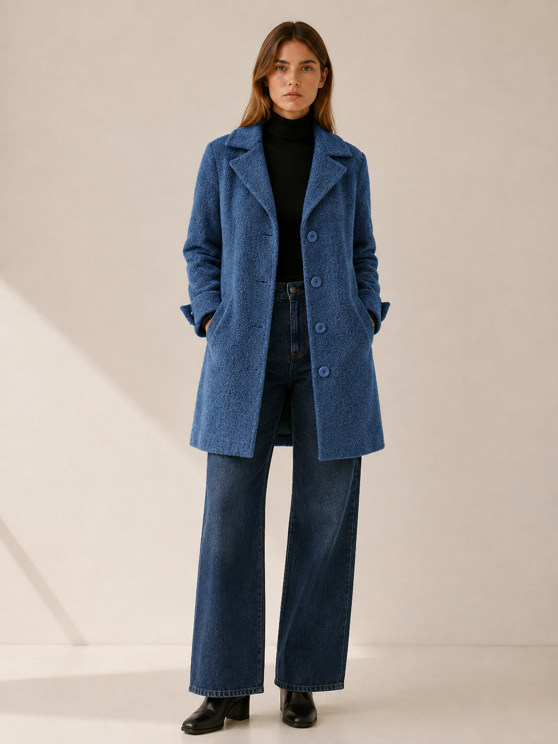 Women's Notched Lapel Longline Coat