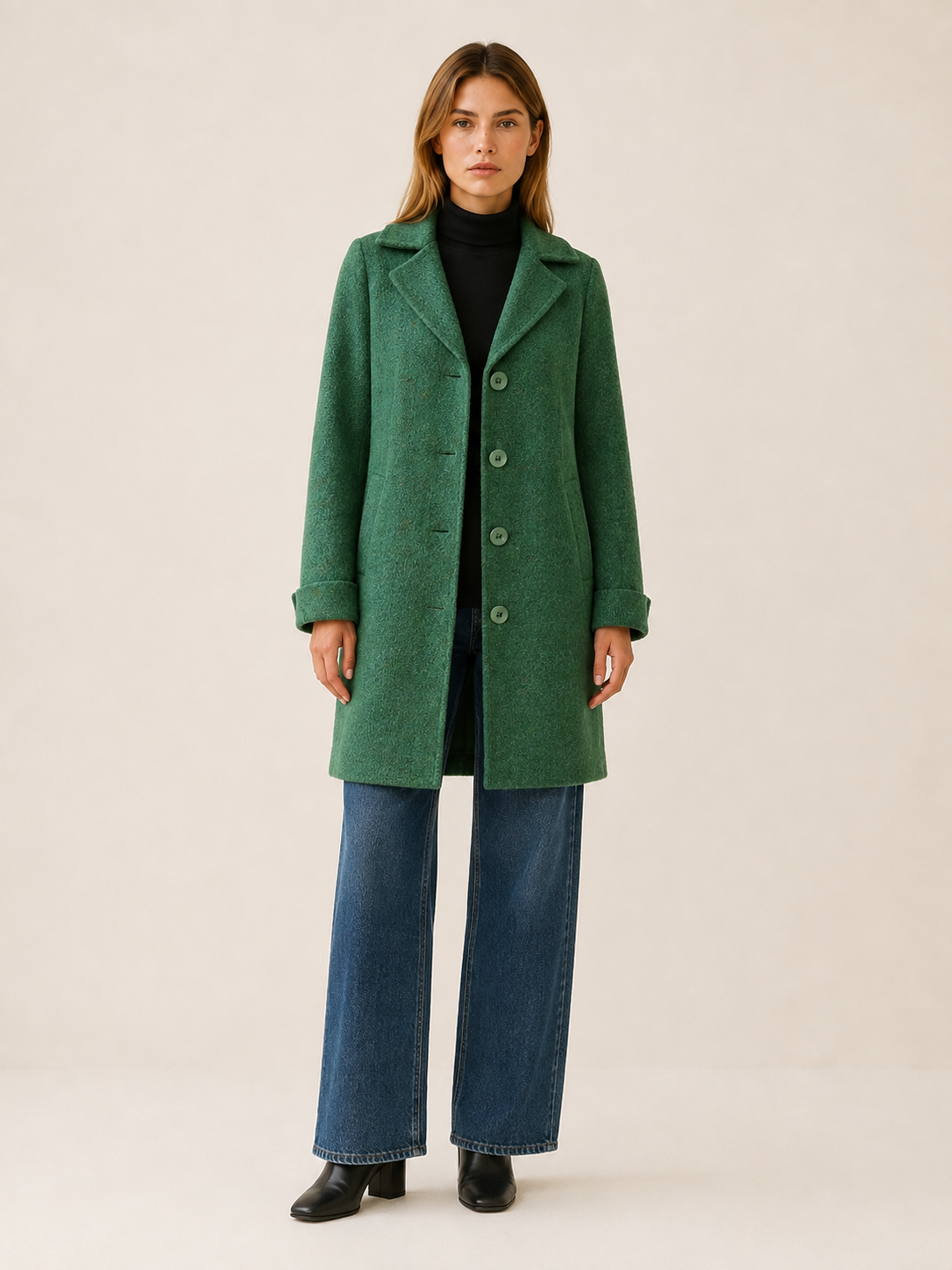 Women's Notched Lapel Longline Coat