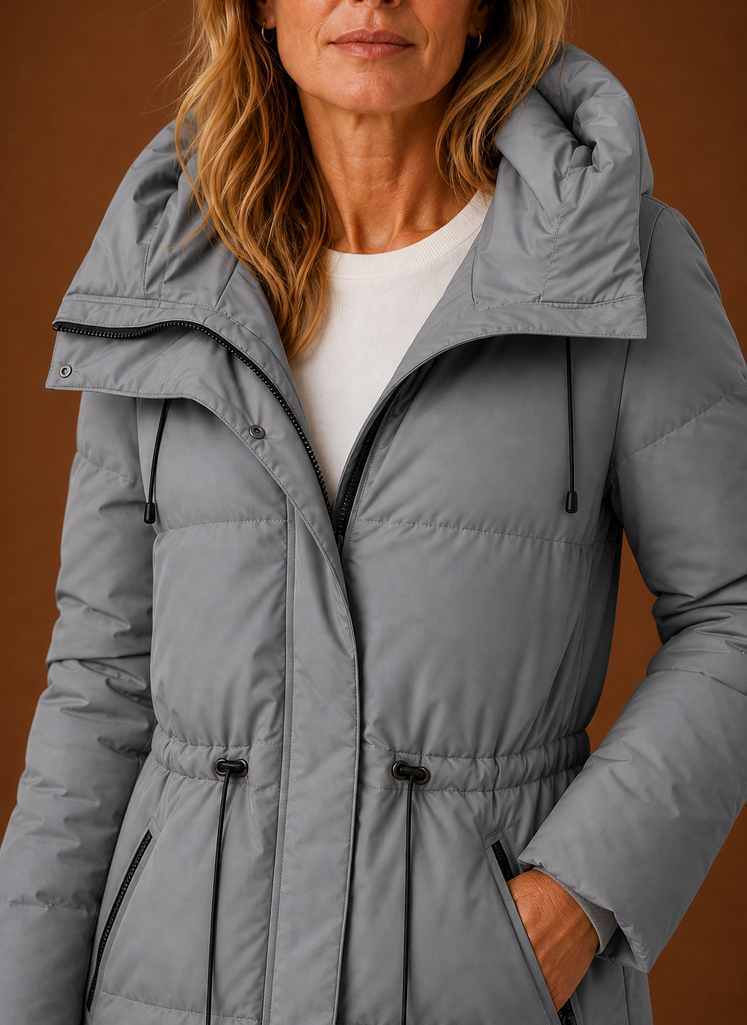 Close-up detail of quilting pattern on the Areleon women's winter jacket
