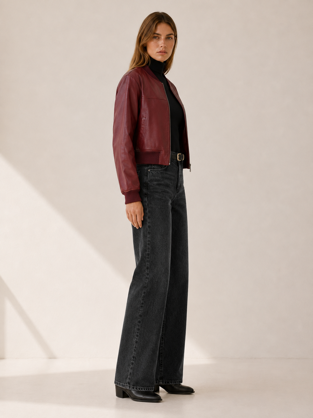 Women's Cropped Collarless Zip Jacket