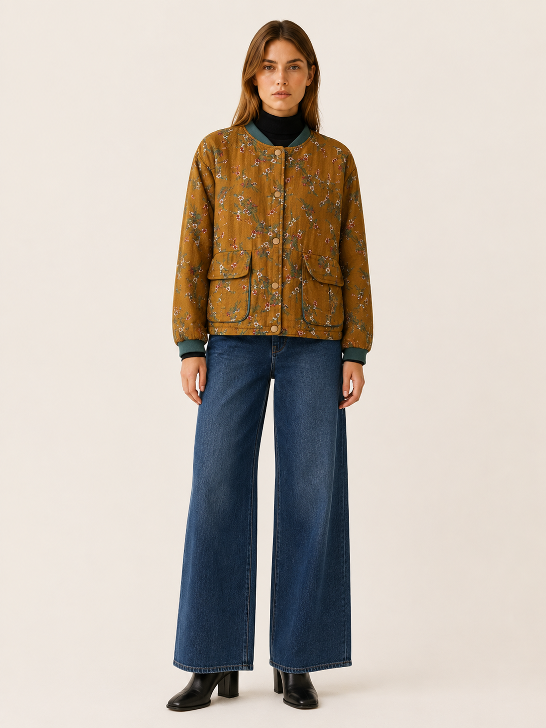 Women's Floral Print Padded Short Jacket