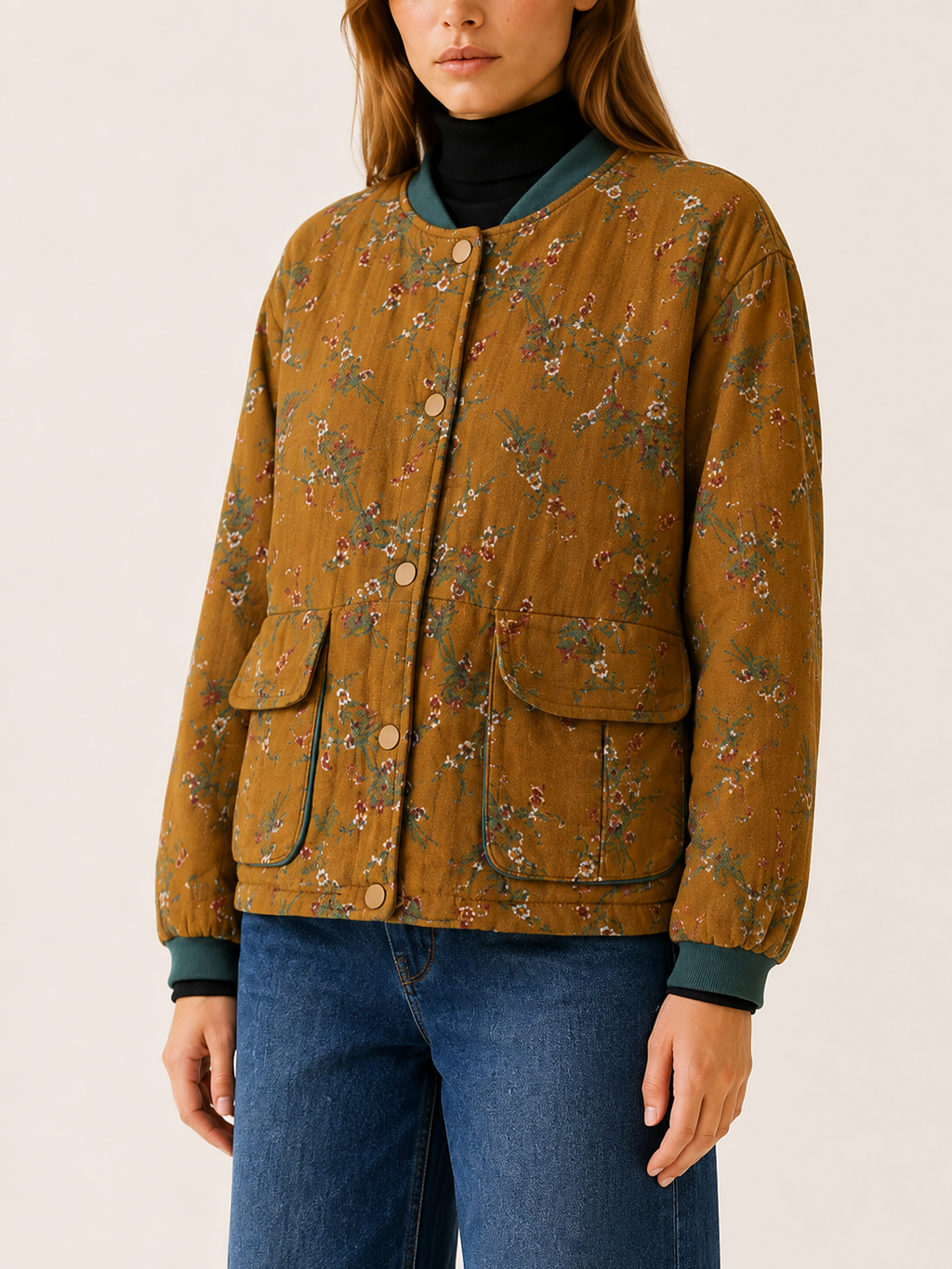 Women's Floral Print Padded Short Jacket