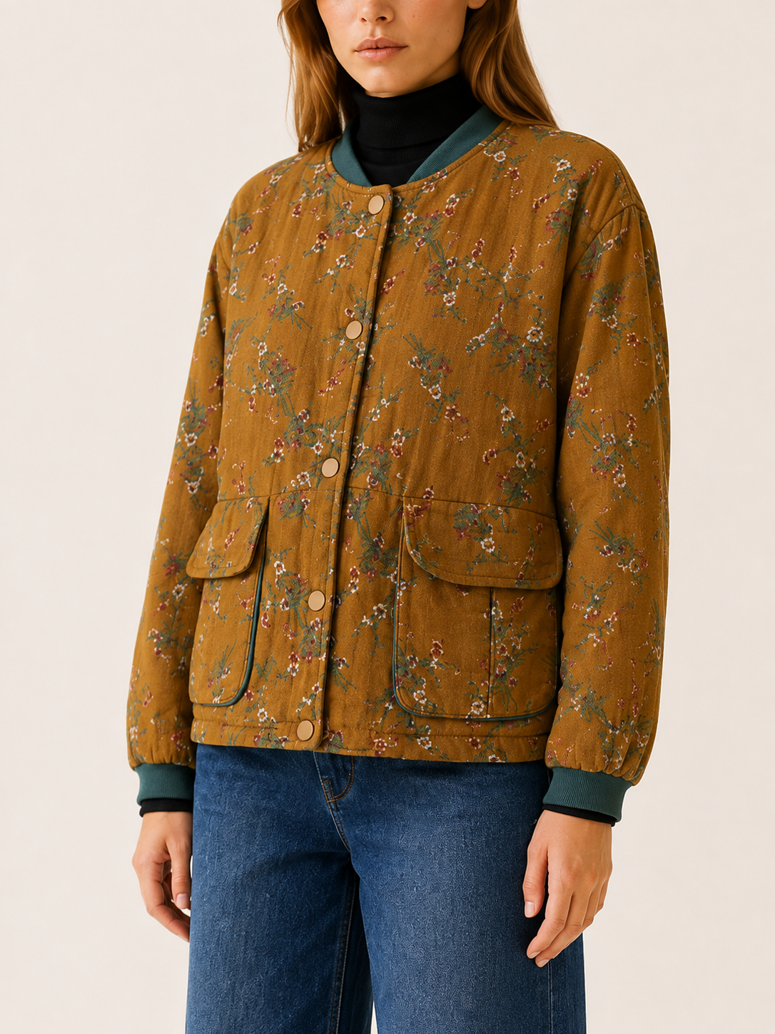 Women's Floral Print Padded Short Jacket