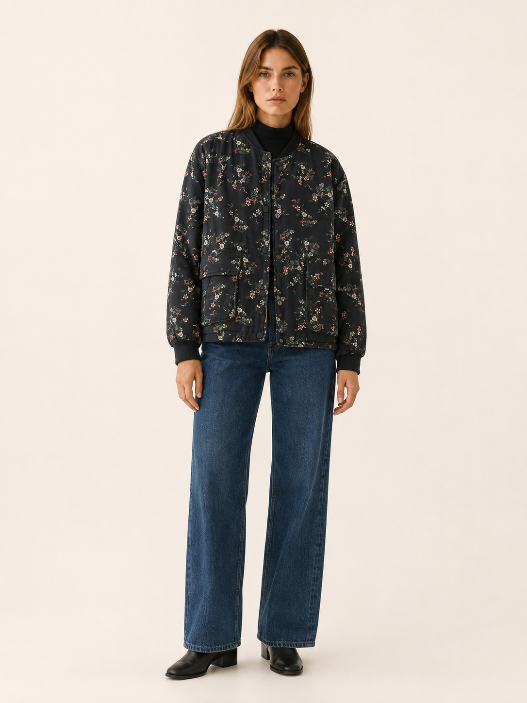 Women's Floral Print Padded Short Jacket