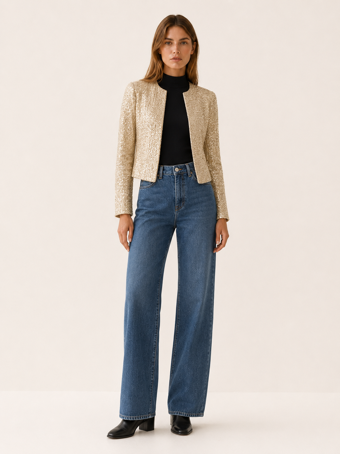 Women's Sequin Cropped Blazer