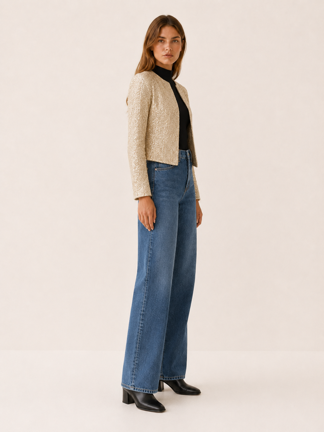 Women's Sequin Cropped Blazer