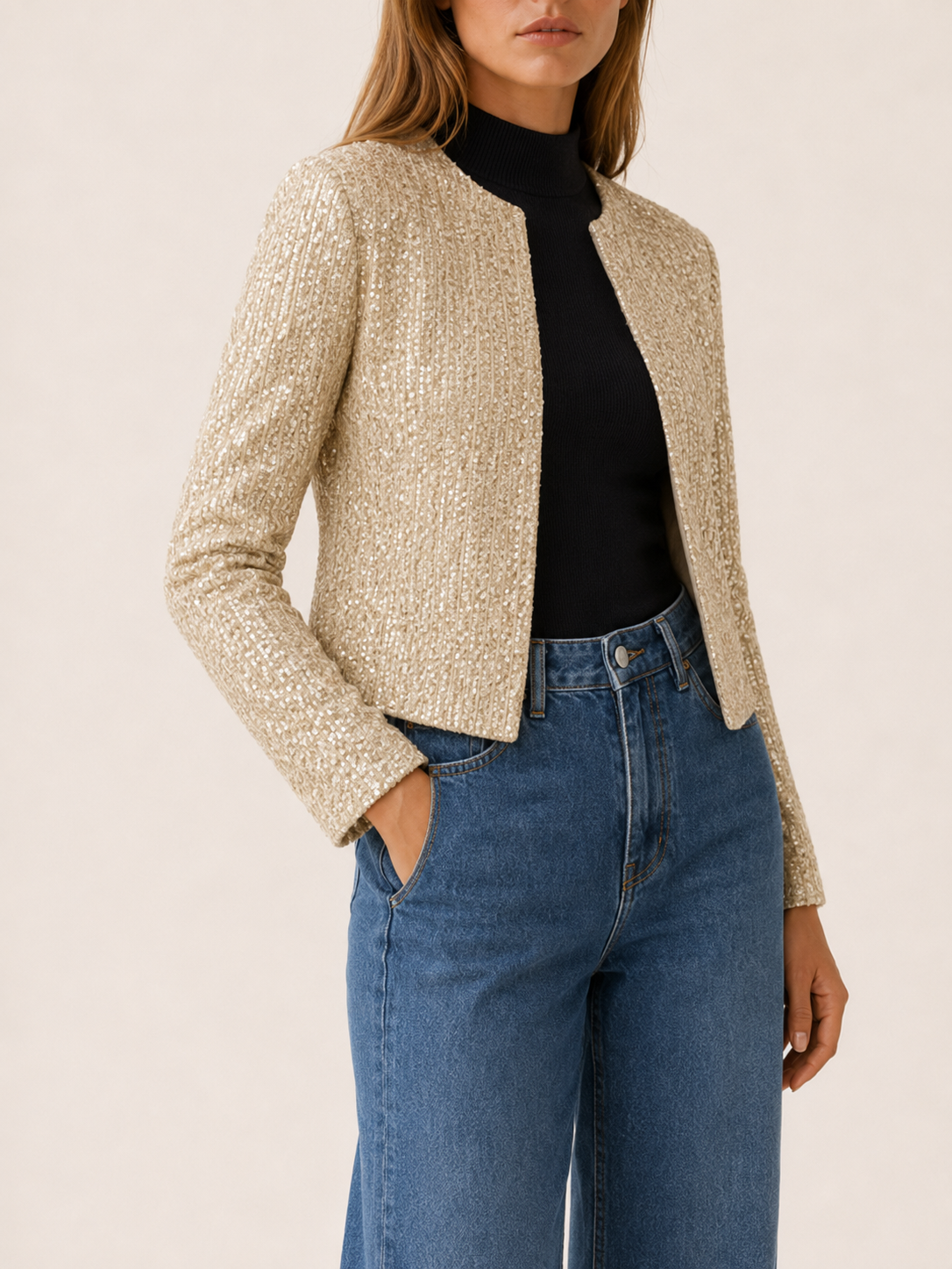 Women's Sequin Cropped Blazer