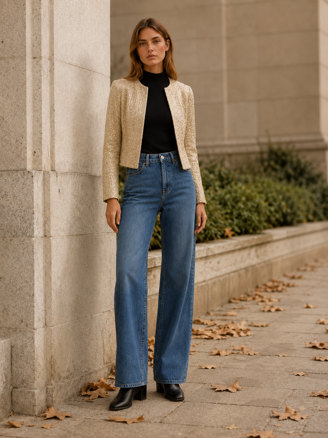 Women's Sequin Cropped Blazer