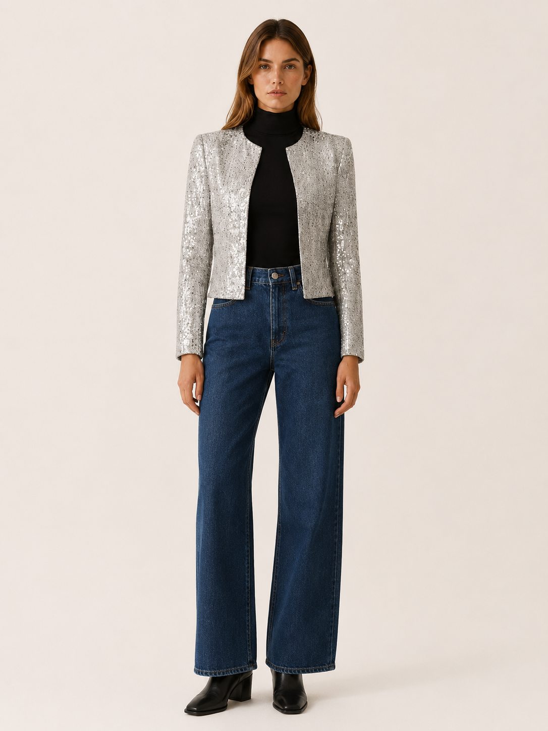 Women's Sequin Cropped Blazer
