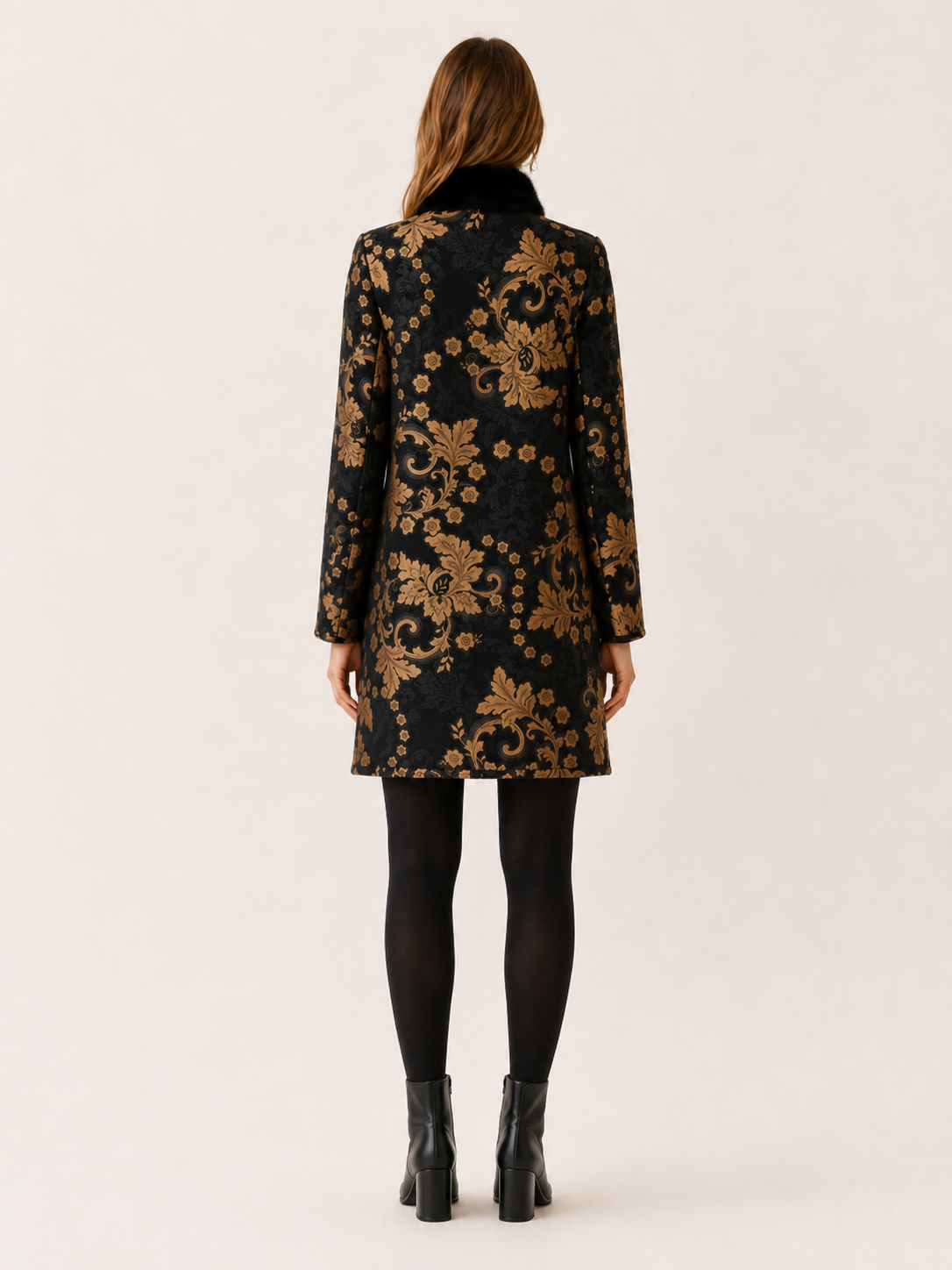 Women's Patterned High Collar Coat