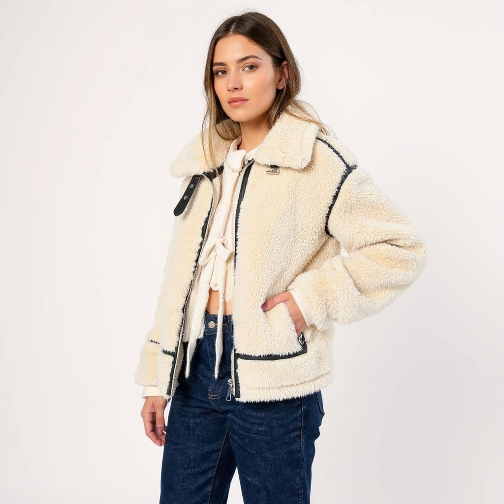 Women's Oversized Sherpa Fleece Zip Jacket
