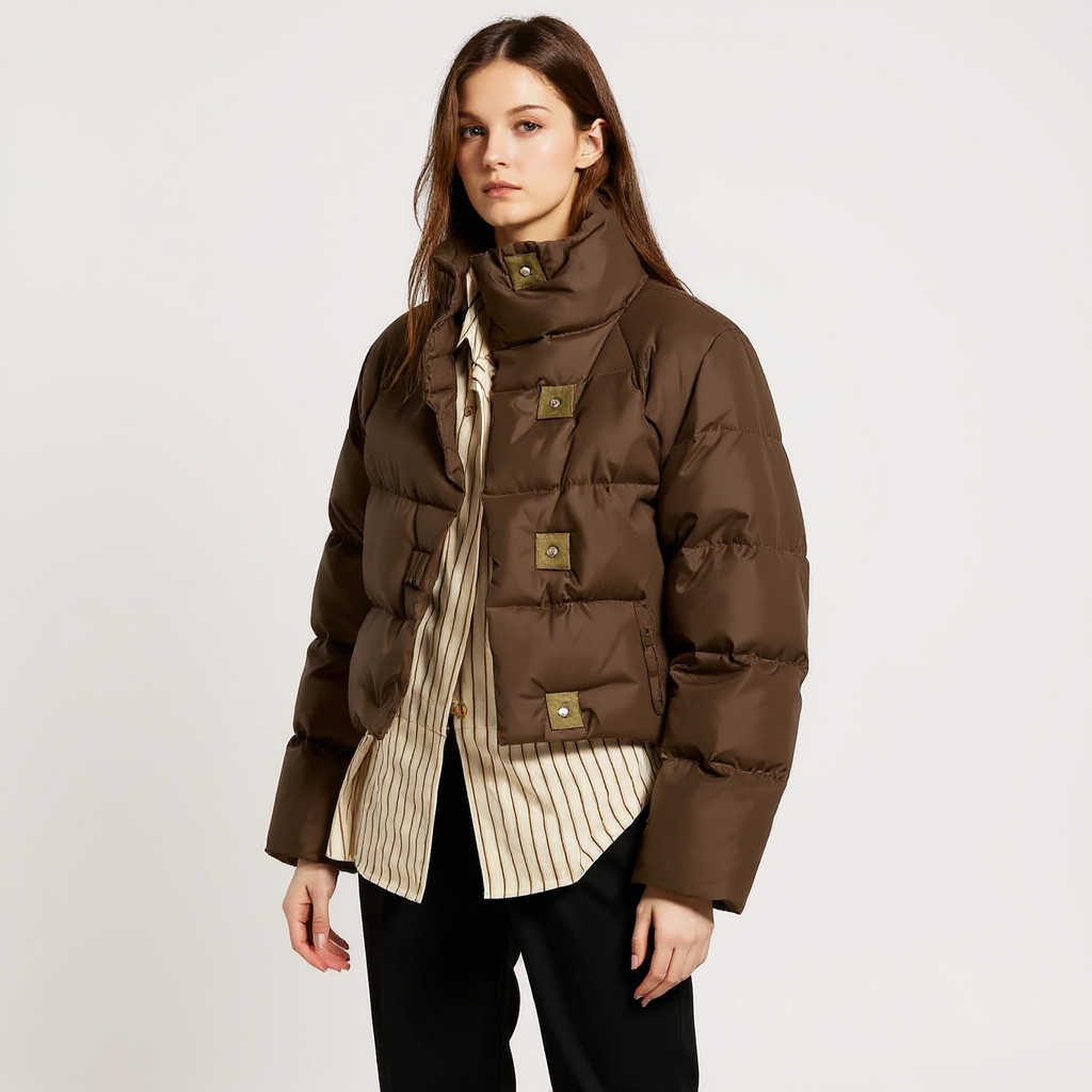 Women's High Collar Quilted Puffer Jacket
