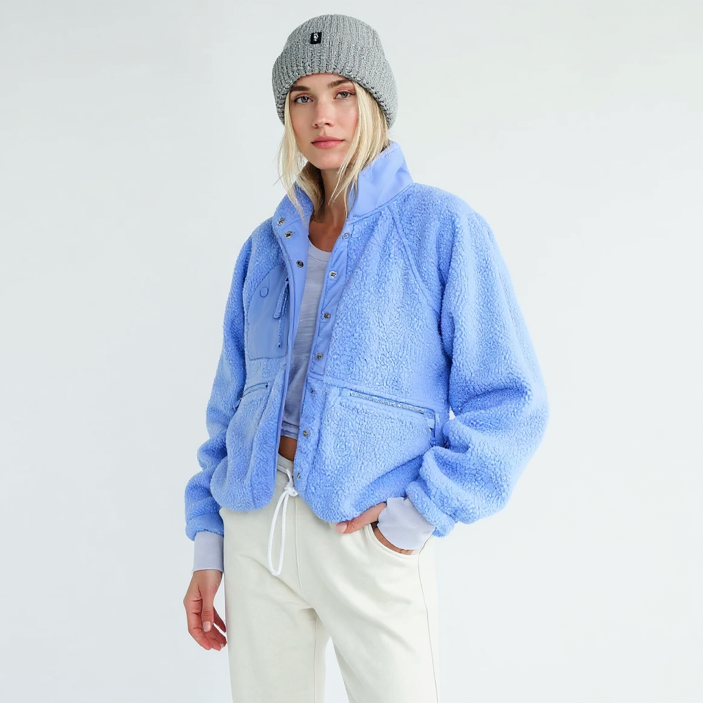 Women's Cropped Sherpa Fleece Zip Jacket