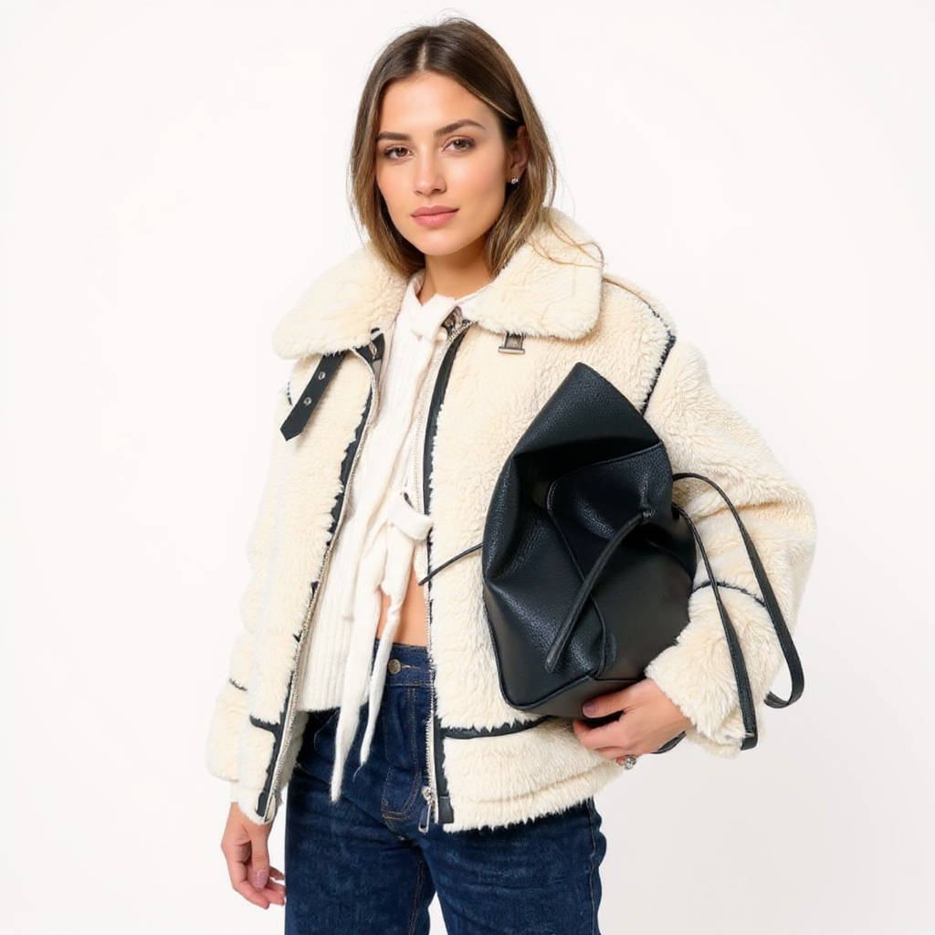 Women's Oversized Sherpa Fleece Zip Jacket