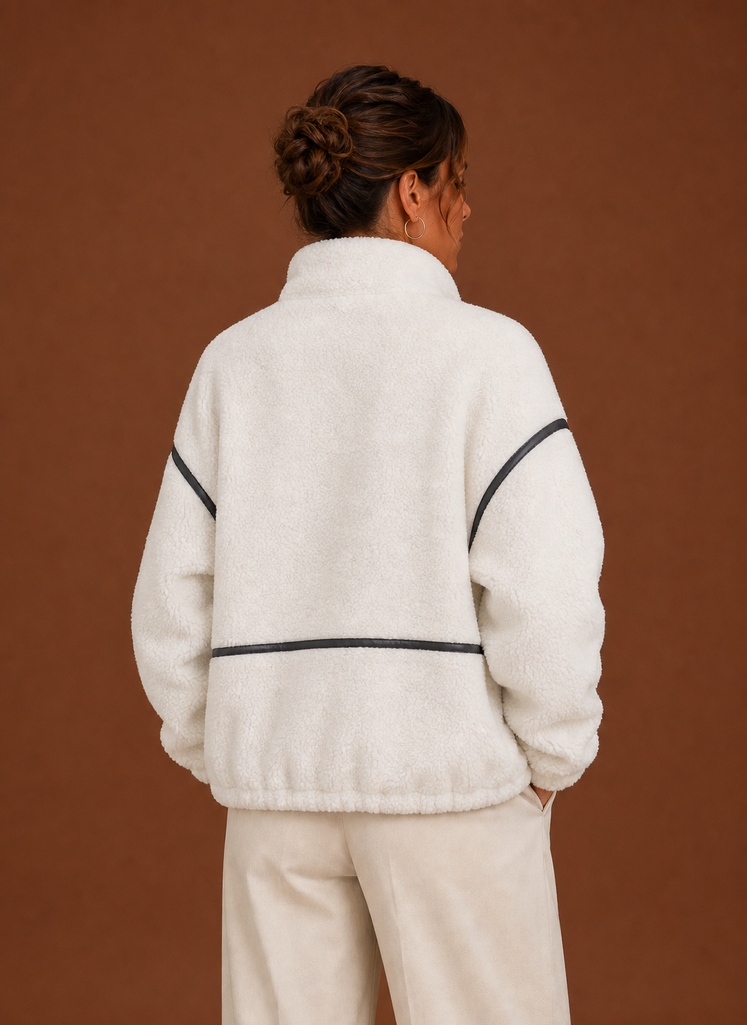 Women's Sherpa Fleece Jacket with Stand Collar